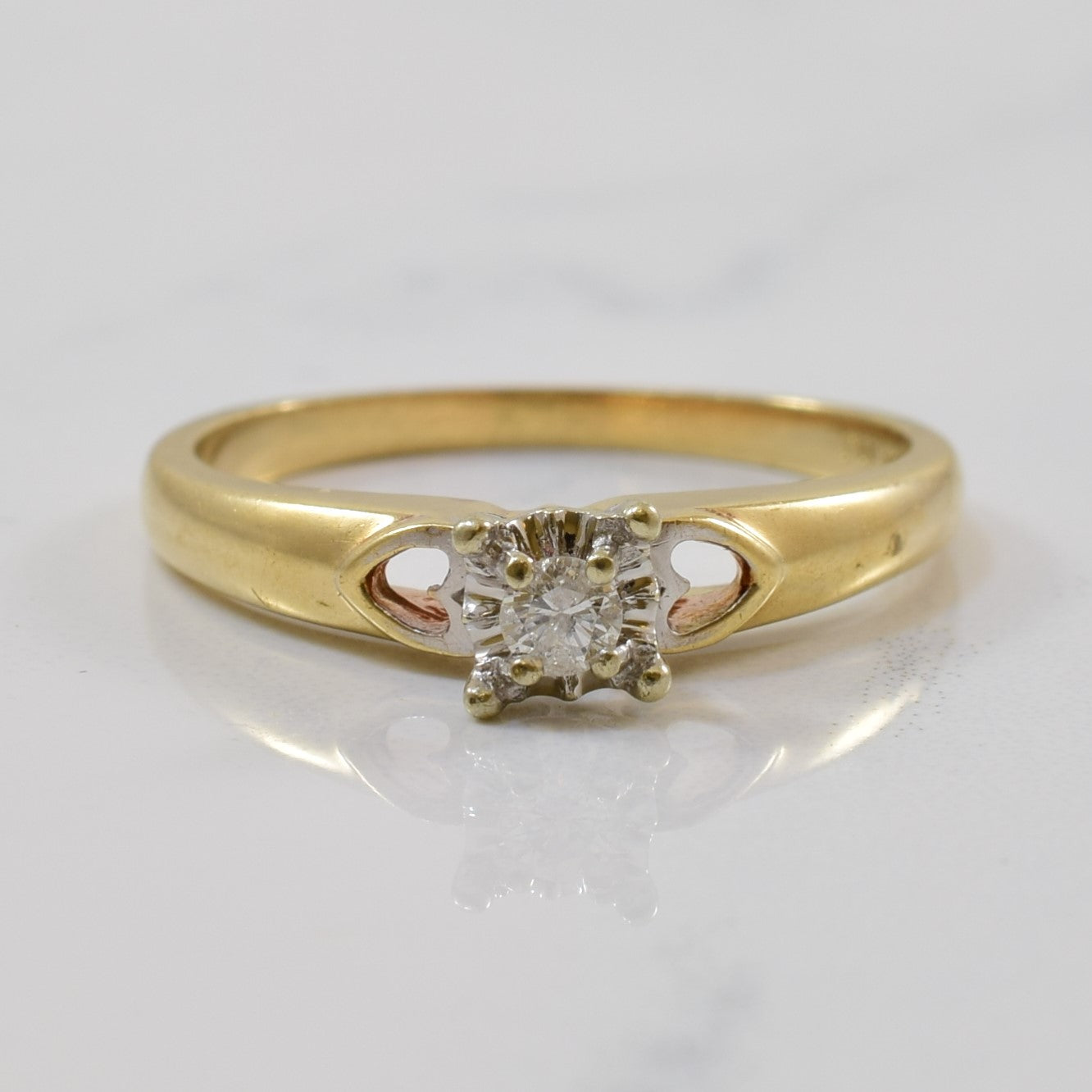 Heart Shank Diamond Solitaire Ring | 0.07ct | SZ 7 |