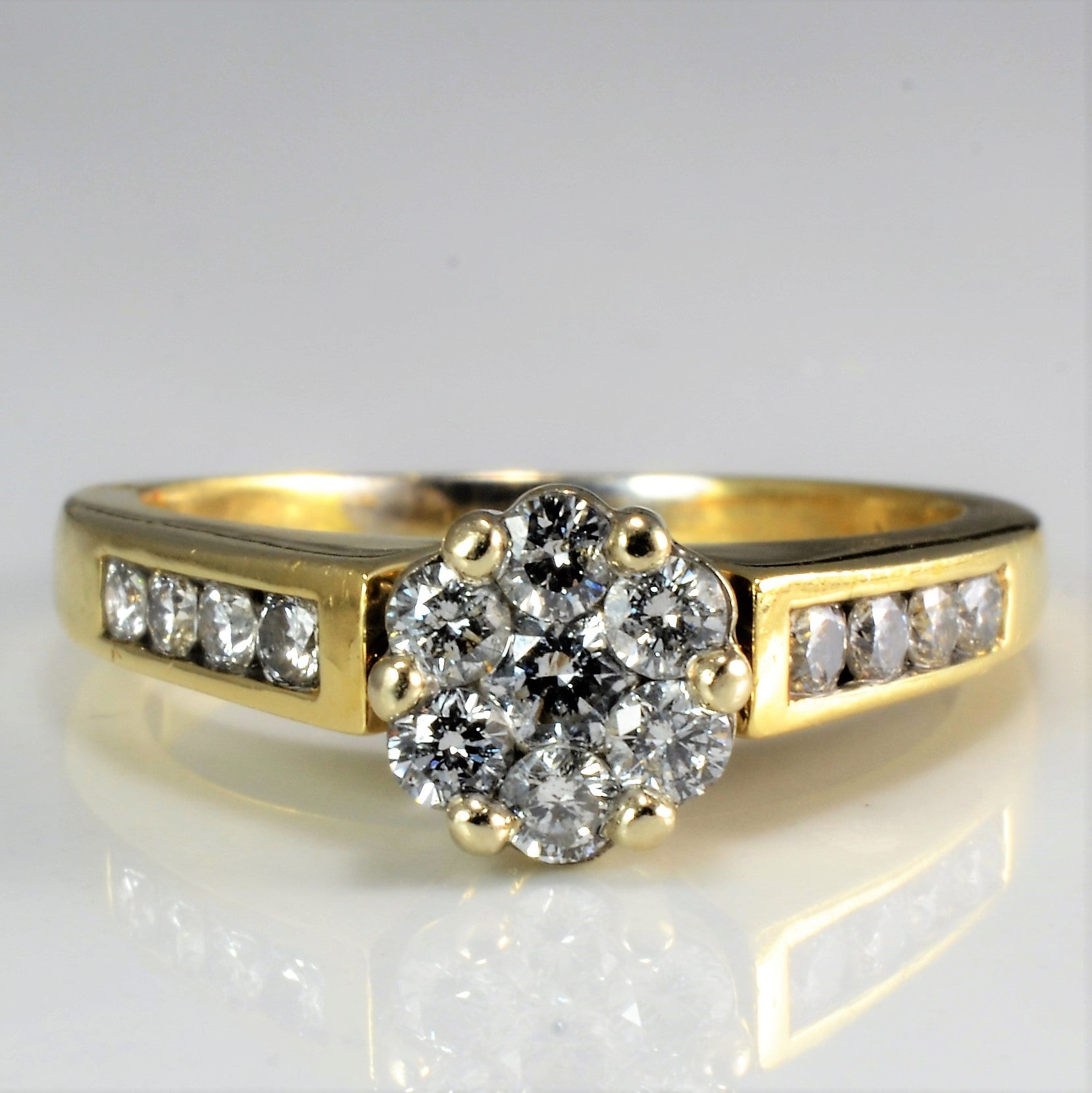 High Set Cluster Diamond Ladies Engagement Ring | 0.55 ctw, SZ 7 |