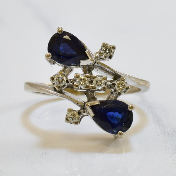 Blue Sapphire & Diamond Bypass Ring | 1.00ctw, 0.12ctw | SZ 4.75 |