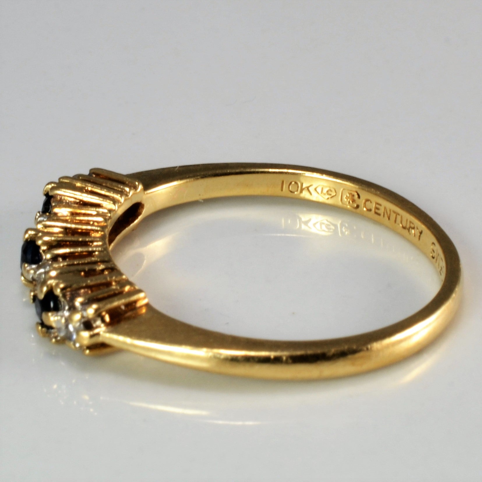 Claw Set Sapphire & Diamond Ring | 0.04 ctw, SZ 6.75 |