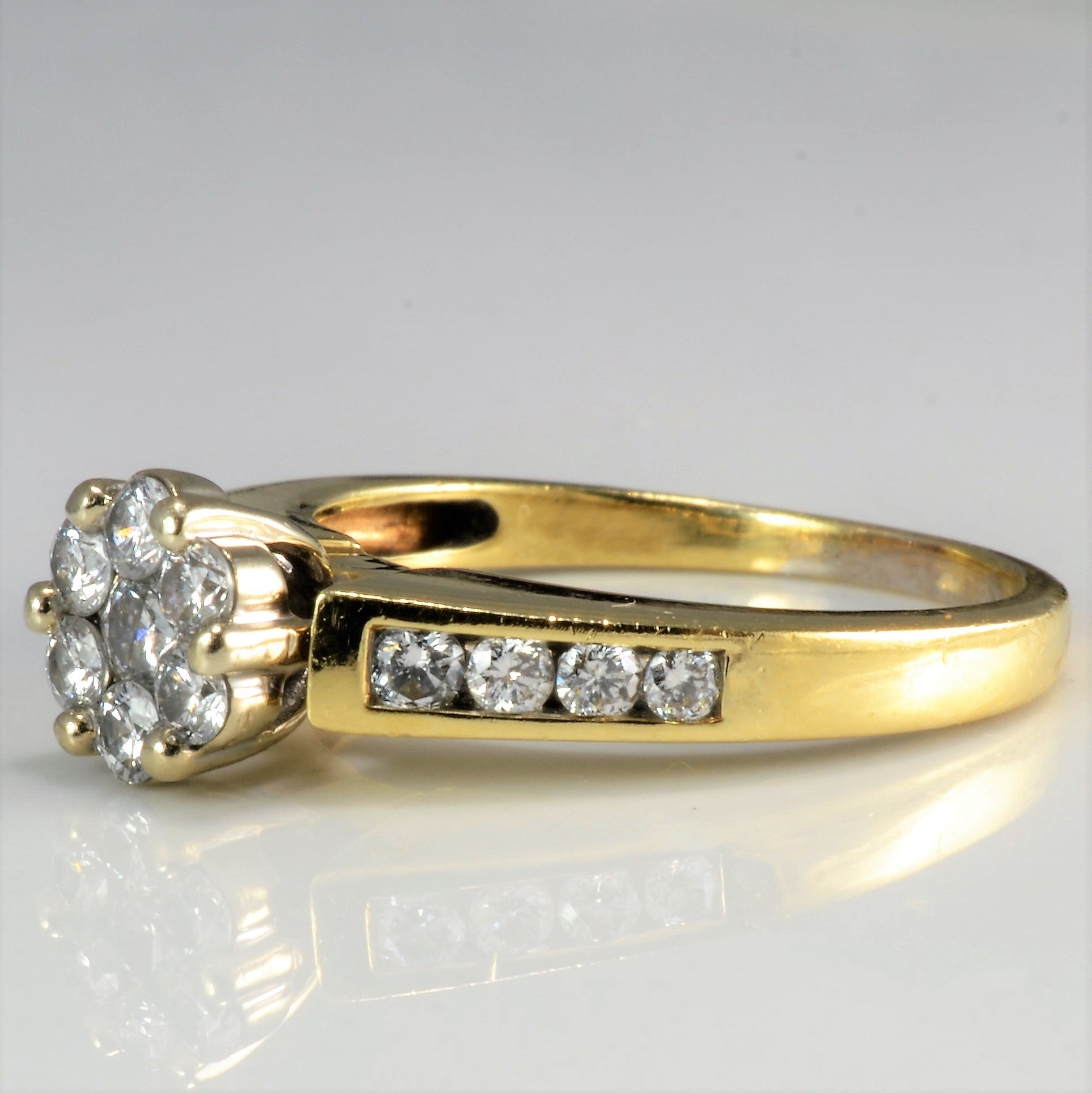 High Set Cluster Diamond Ladies Engagement Ring | 0.55 ctw, SZ 7 |