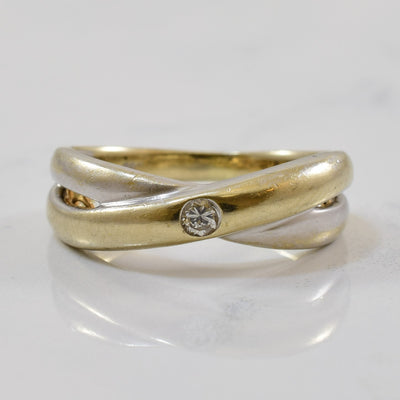 Two Tone Diamond Crossover Ring | 0.05ct | SZ 6 |