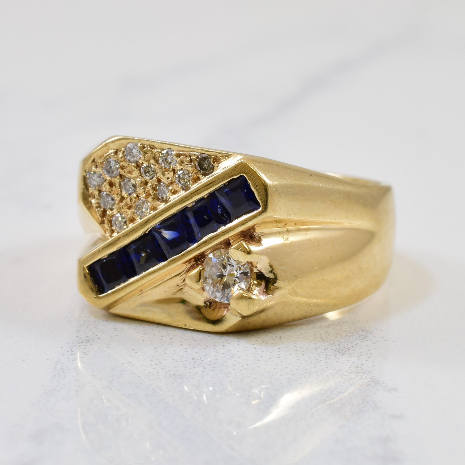 Diamond & Sapphire Signet Style Ring | 0.26ctw, 0.60ctw | SZ 9.25 |