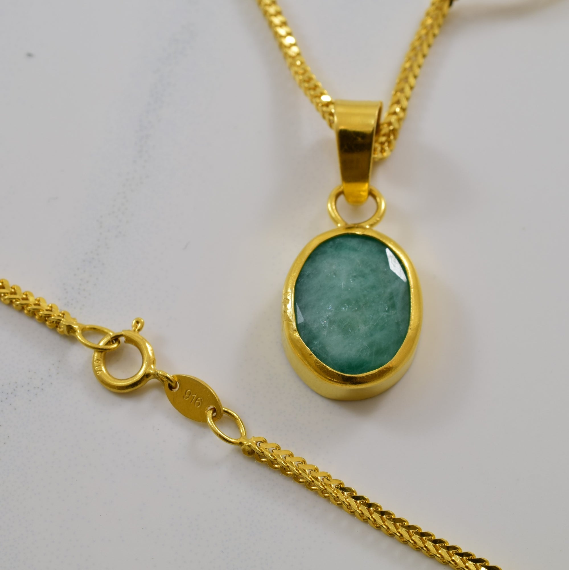 Open Back Bezel Set Emerald Necklace | 3.50ct | 16
