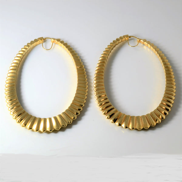 Extra Large Textured 18k Gold Hoop Earrings |
