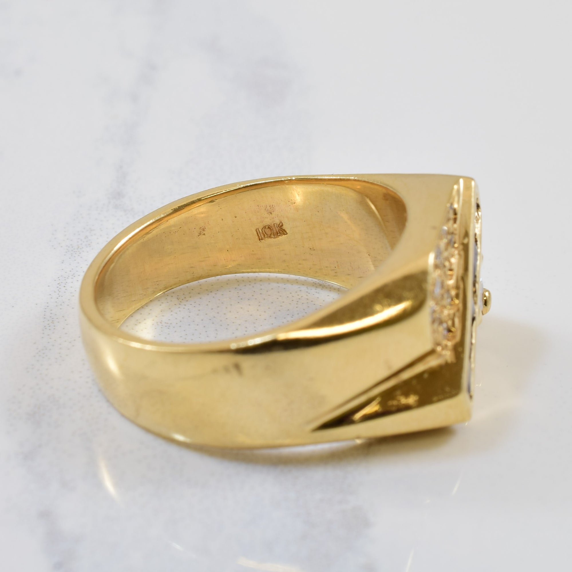 Diamond & Sapphire Signet Style Ring | 0.26ctw, 0.60ctw | SZ 9.25 |