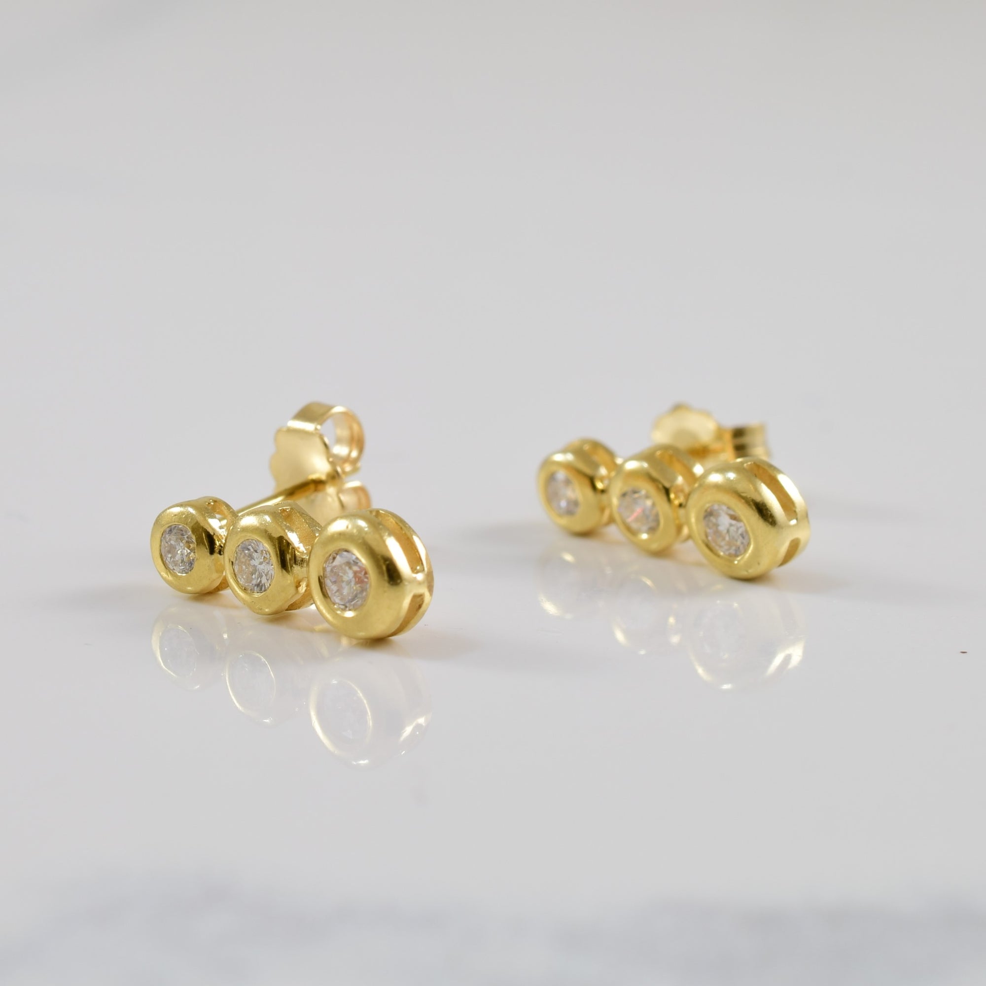 Bezel Set Diamond Journey Stud Earrings | 0.20ctw |