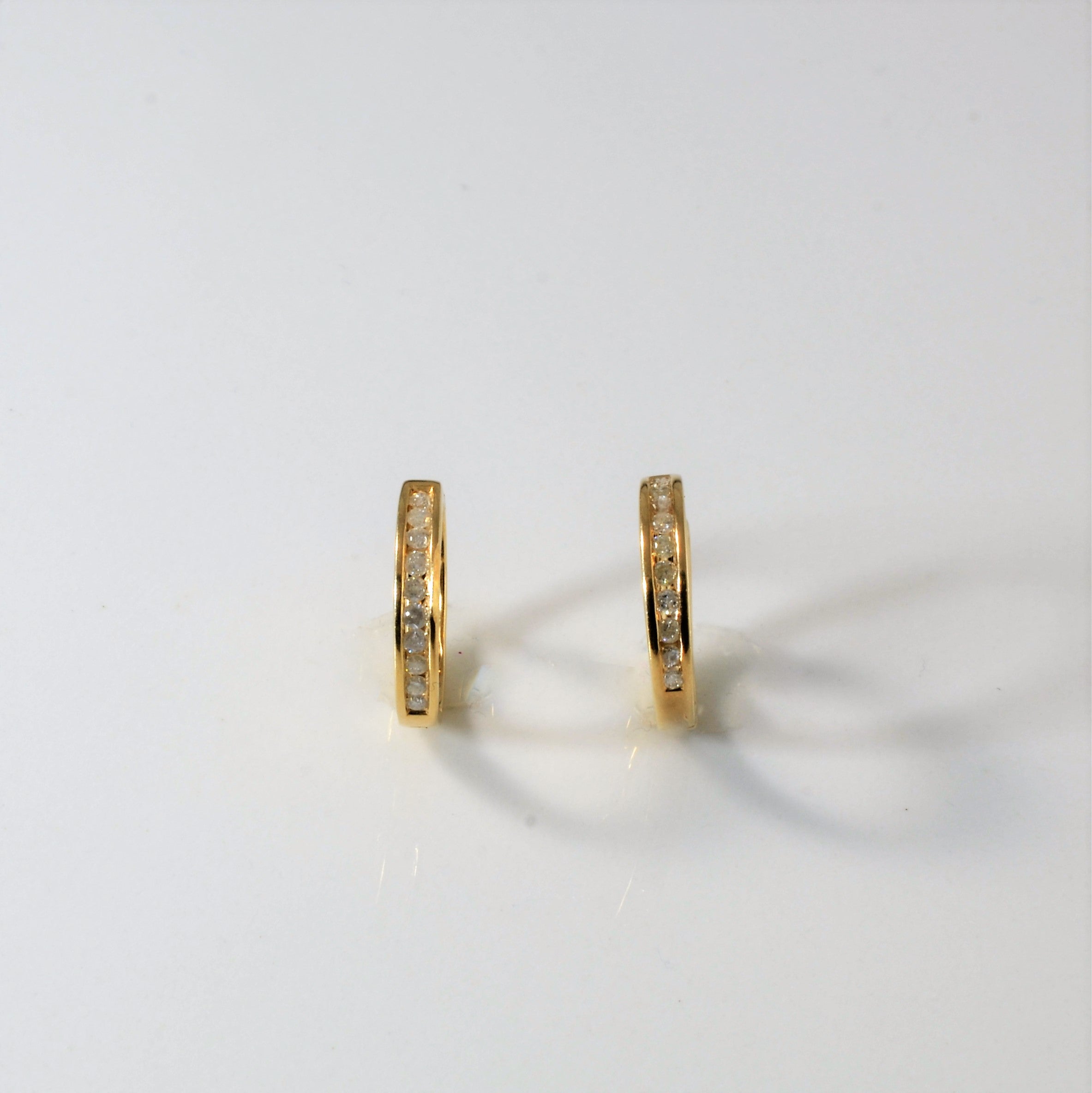 Channel Set Diamond Huggie Earrings | 0.20ctw |