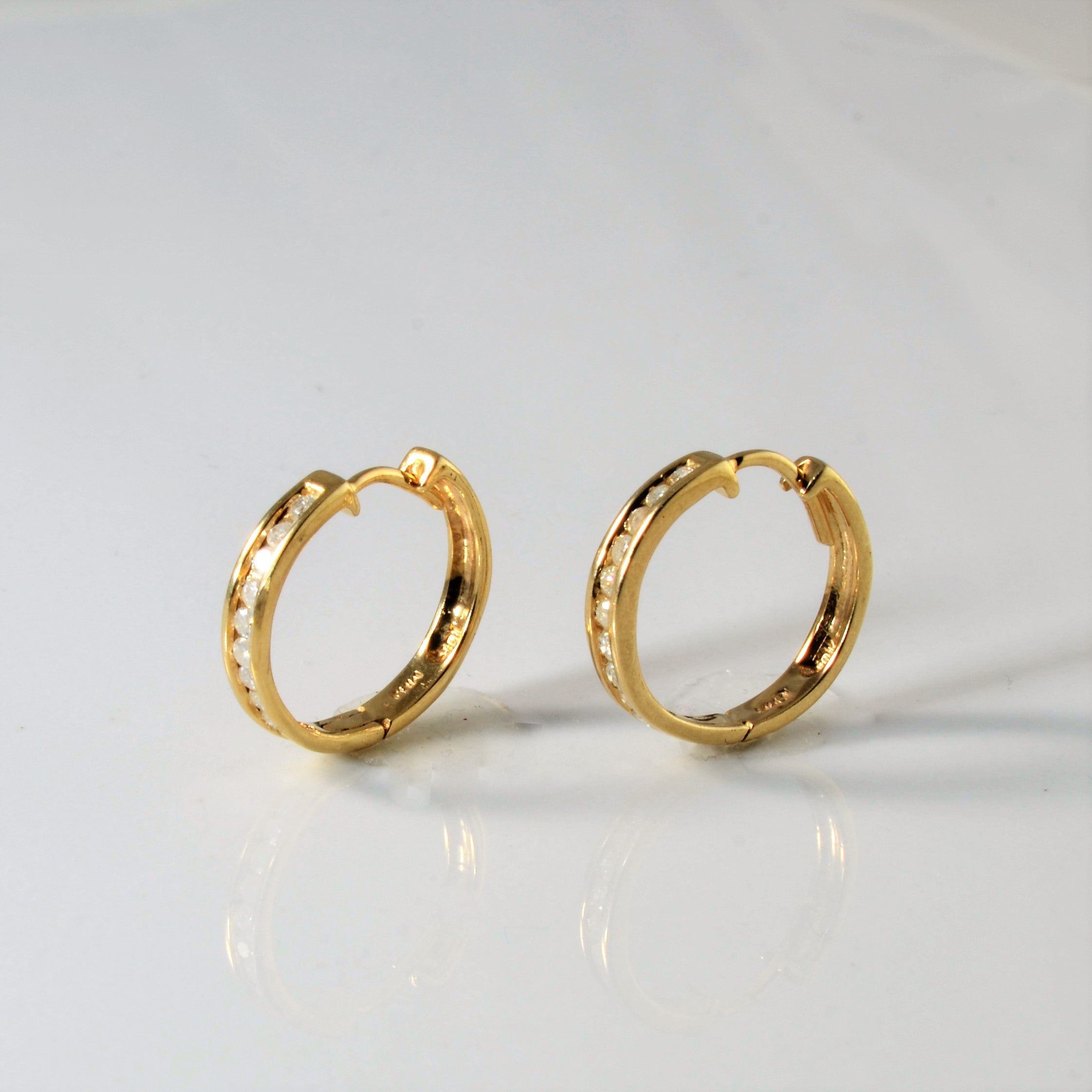 Channel Set Diamond Huggie Earrings | 0.20ctw |
