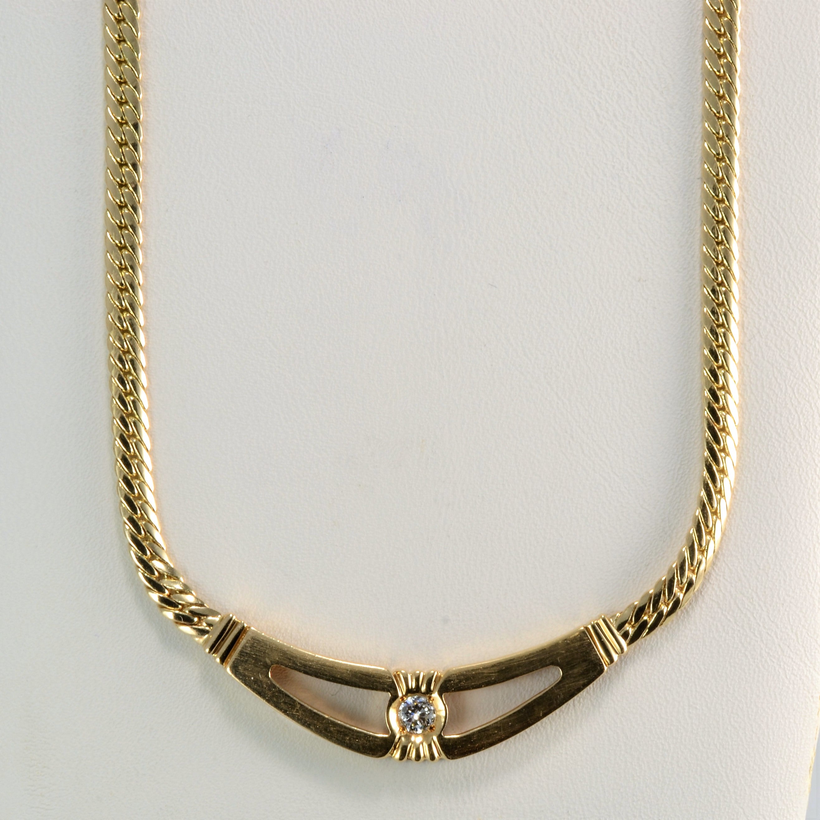 Bezel Set Solitaire Diamond Snake Chain Necklace | 0.15 ct, 16''|