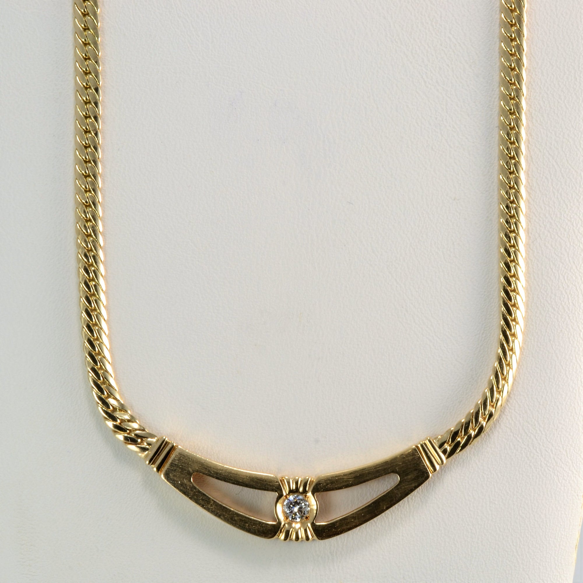 Bezel Set Solitaire Diamond Snake Chain Necklace | 0.15 ct, 16''|