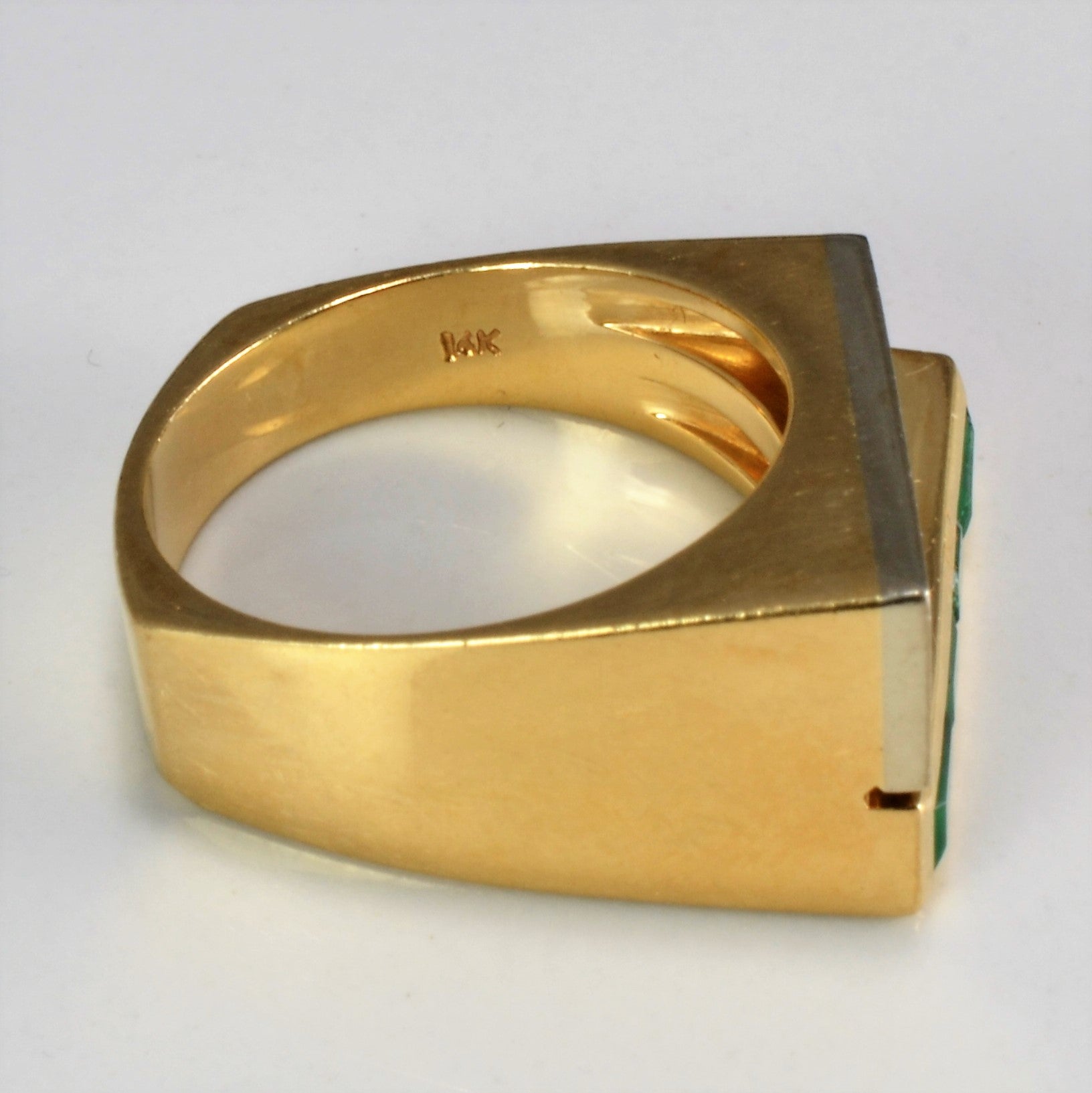 Offset Diamond & Emerald Heavy Ring | 0.25 ctw, SZ 7.5 |