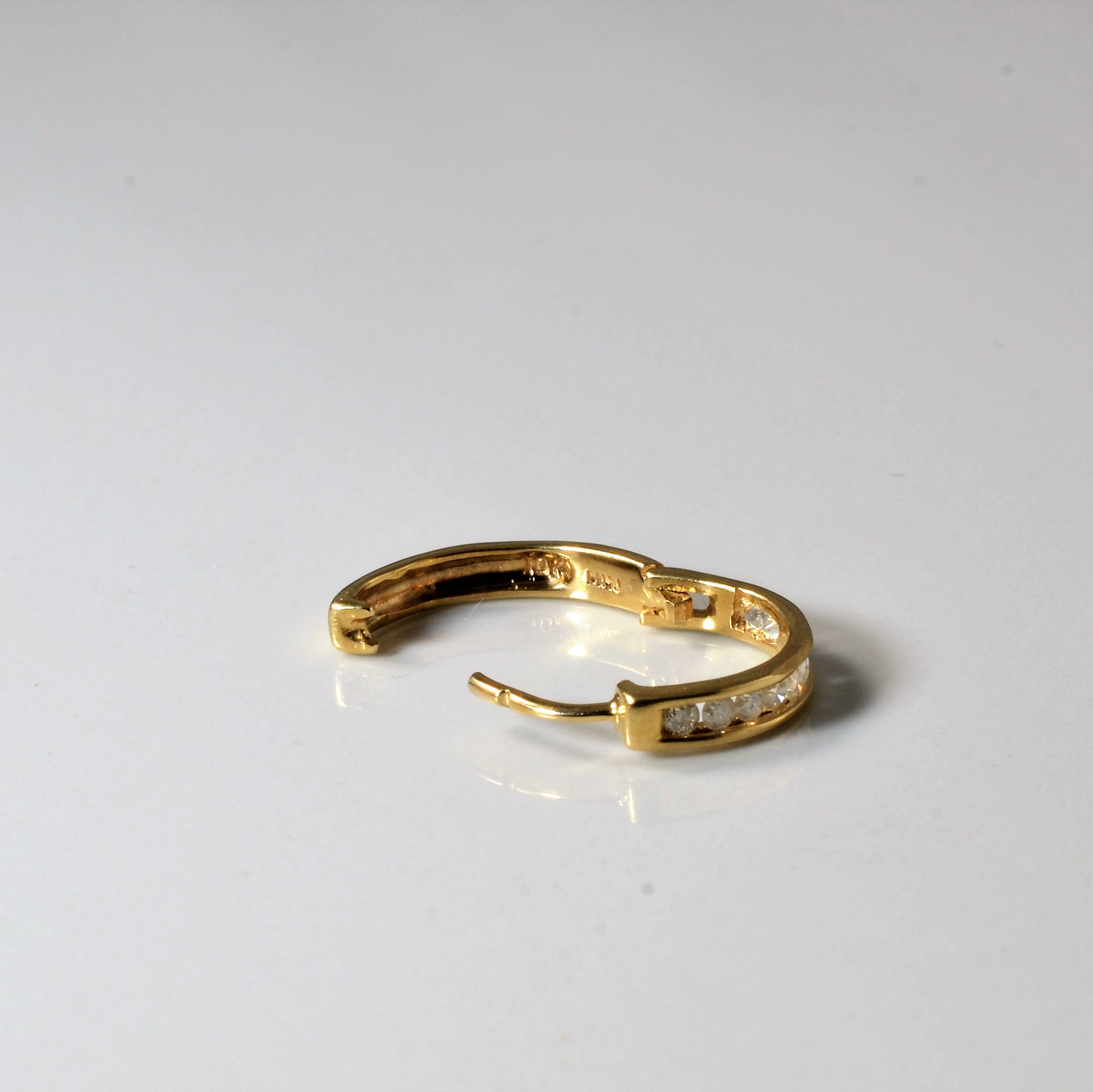 Channel Set Diamond Huggie Earrings | 0.20ctw |