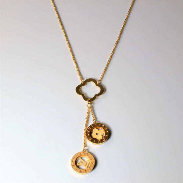 'Louis Vuitton' Gold Lariat Necklace | 16