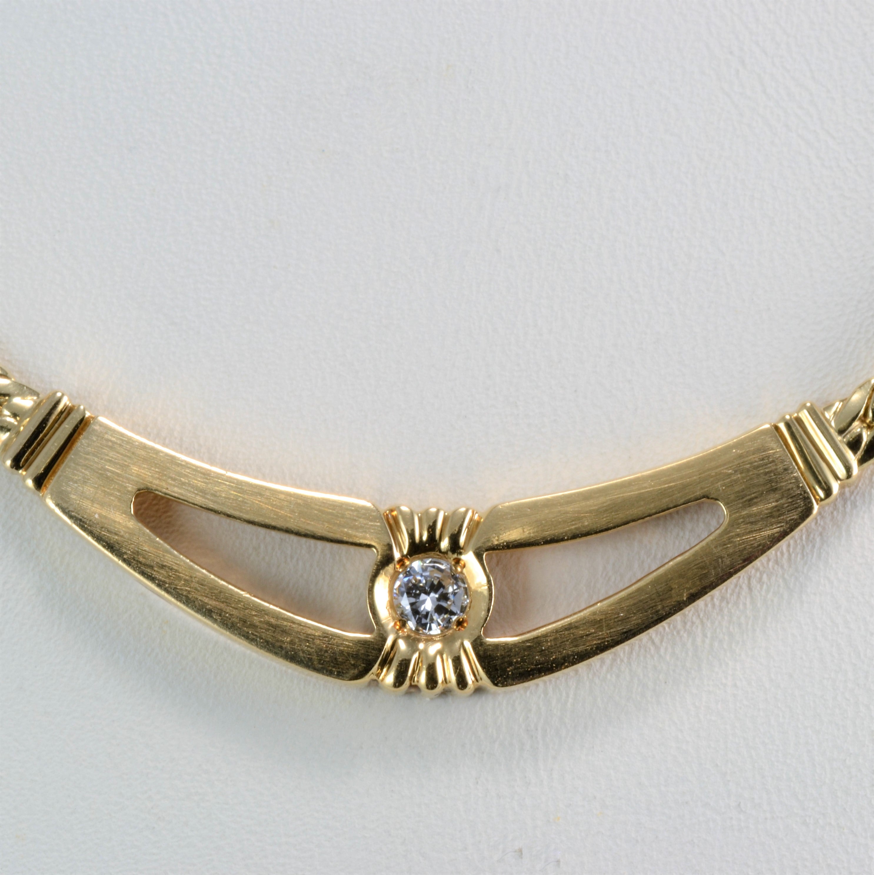 Bezel Set Solitaire Diamond Snake Chain Necklace | 0.15 ct, 16''|