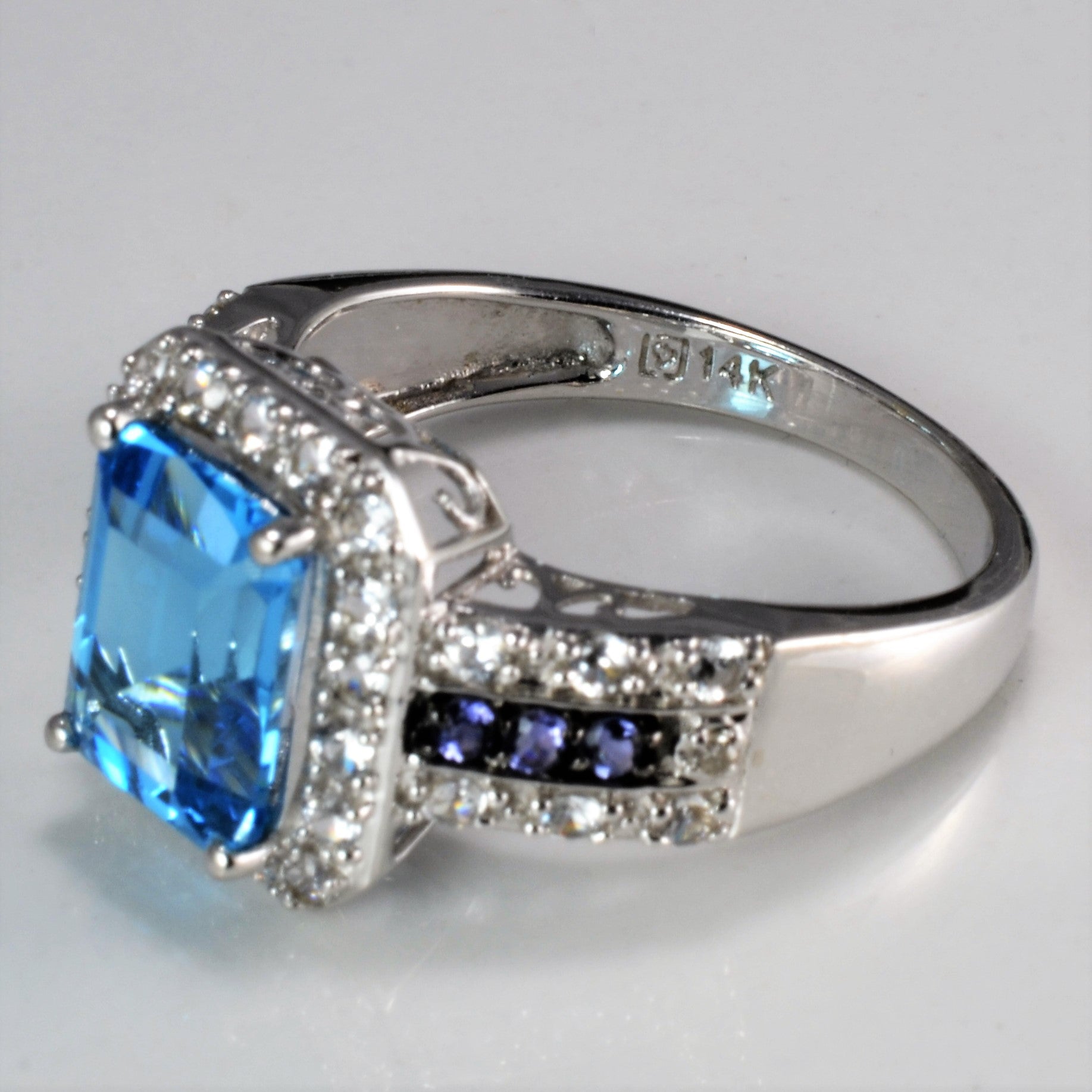 Multi- Gemstone Ladies Halo Ring | SZ 7 |