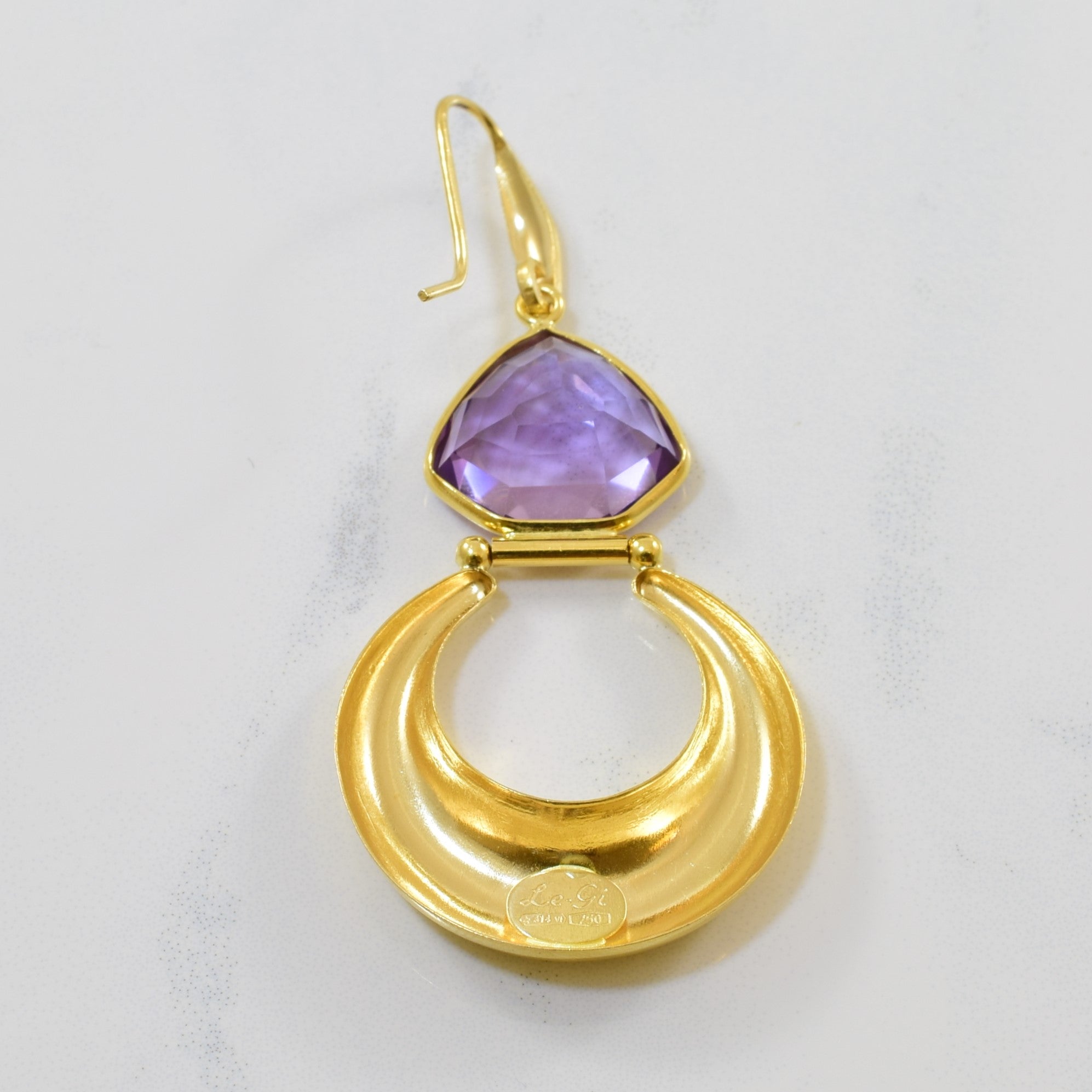 'Le Gi' Triangular Amethyst Drop Earrings | 19.00ctw |