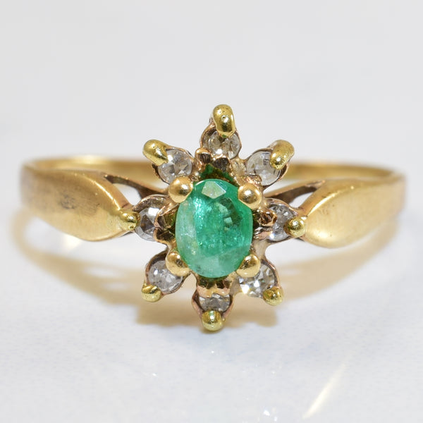 Emerald & Diamond Cocktail Ring | 0.14ctw, 0.06ctw | SZ 4 |