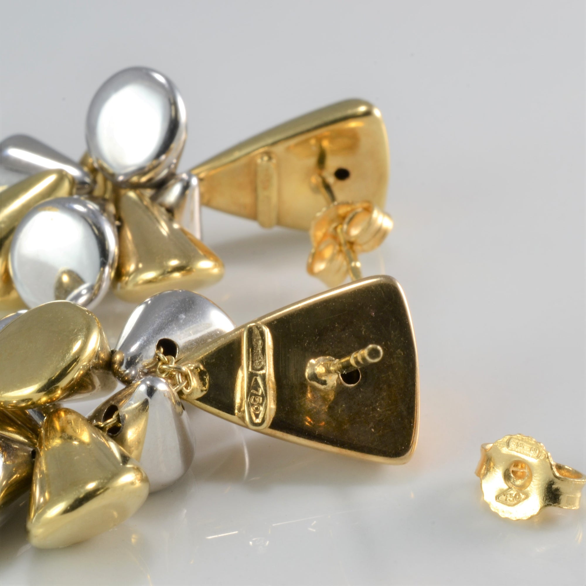 Designer Two Tone Gold Dangle Earrings