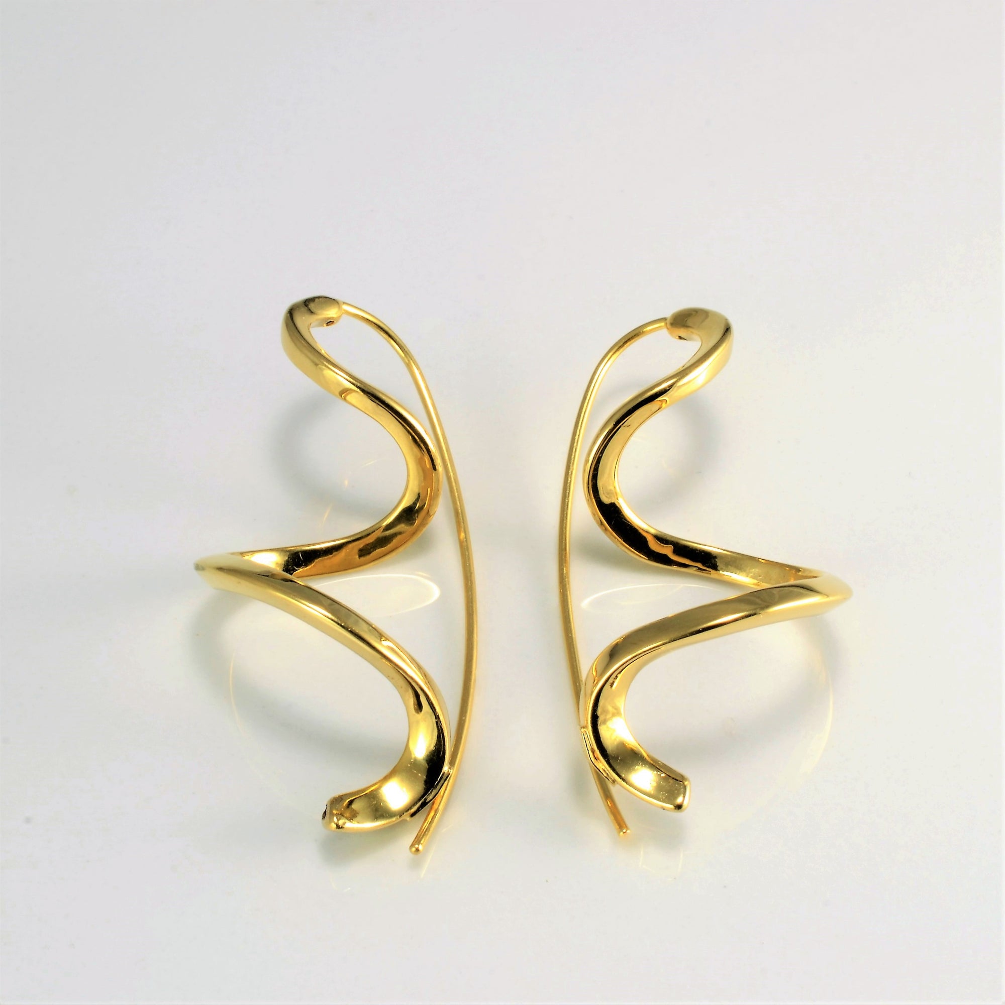 Swirl Hanging Gold Earrings