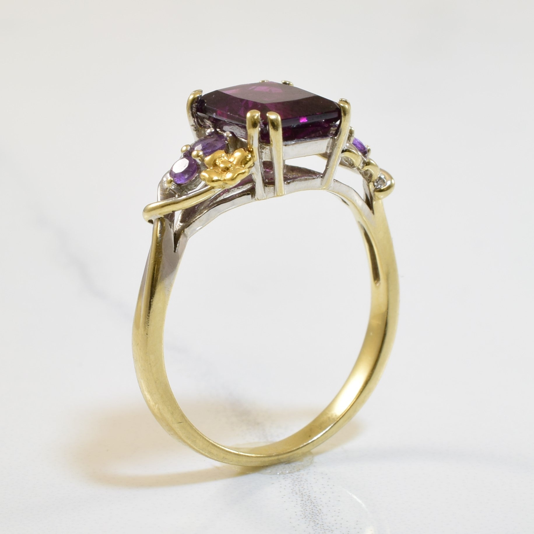 Radiant Garnet & Amethyst Cocktail Ring | 3.00ct, 0.16ctw | SZ 8 |