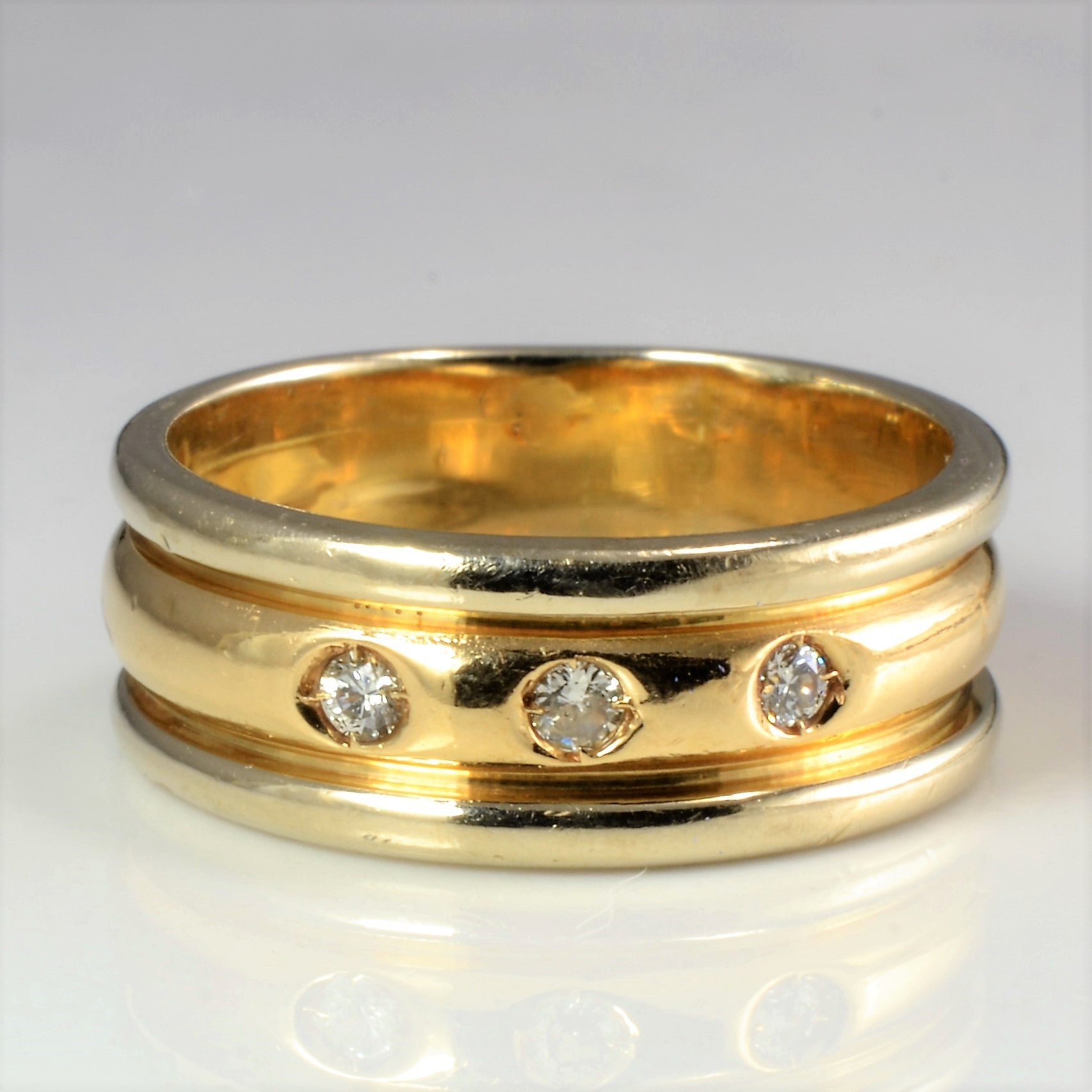 Flush Set Three Stone Diamond Band | 0.09ctw | SZ 8.25 |