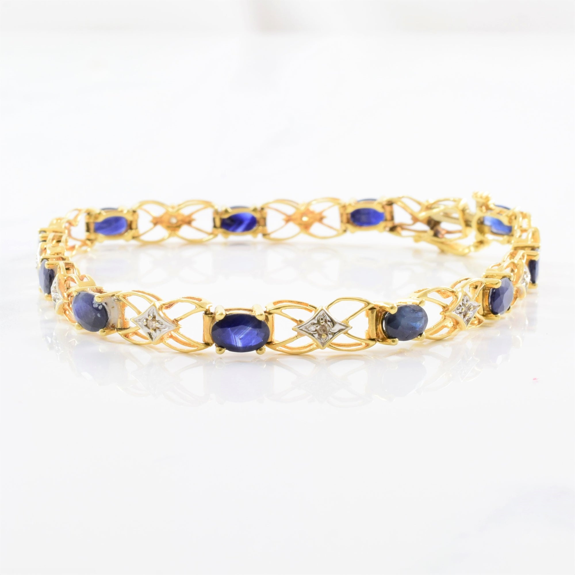 Sapphire & Diamond Tennis Bracelet | 0.08ctw, 3.00ctw | 7