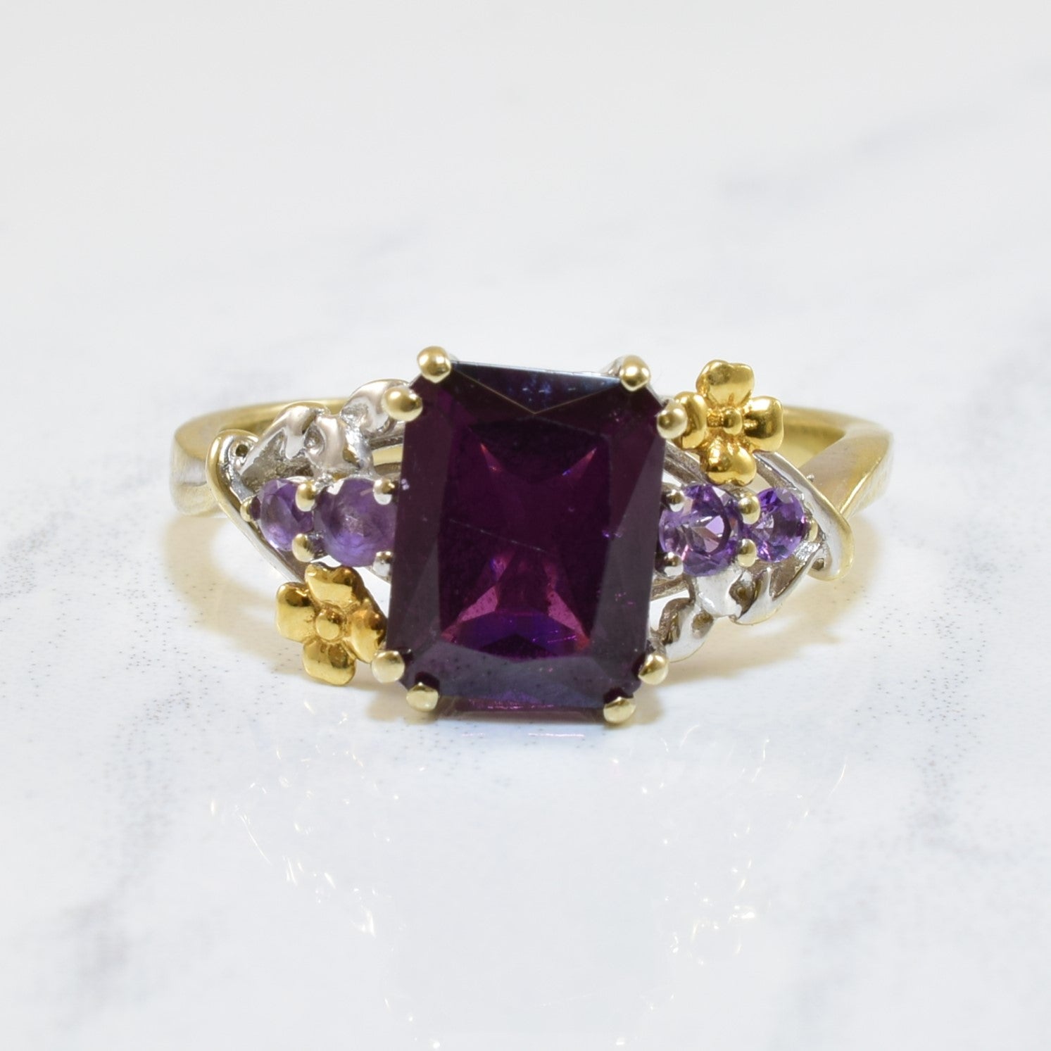 Radiant Garnet & Amethyst Cocktail Ring | 3.00ct, 0.16ctw | SZ 8 |