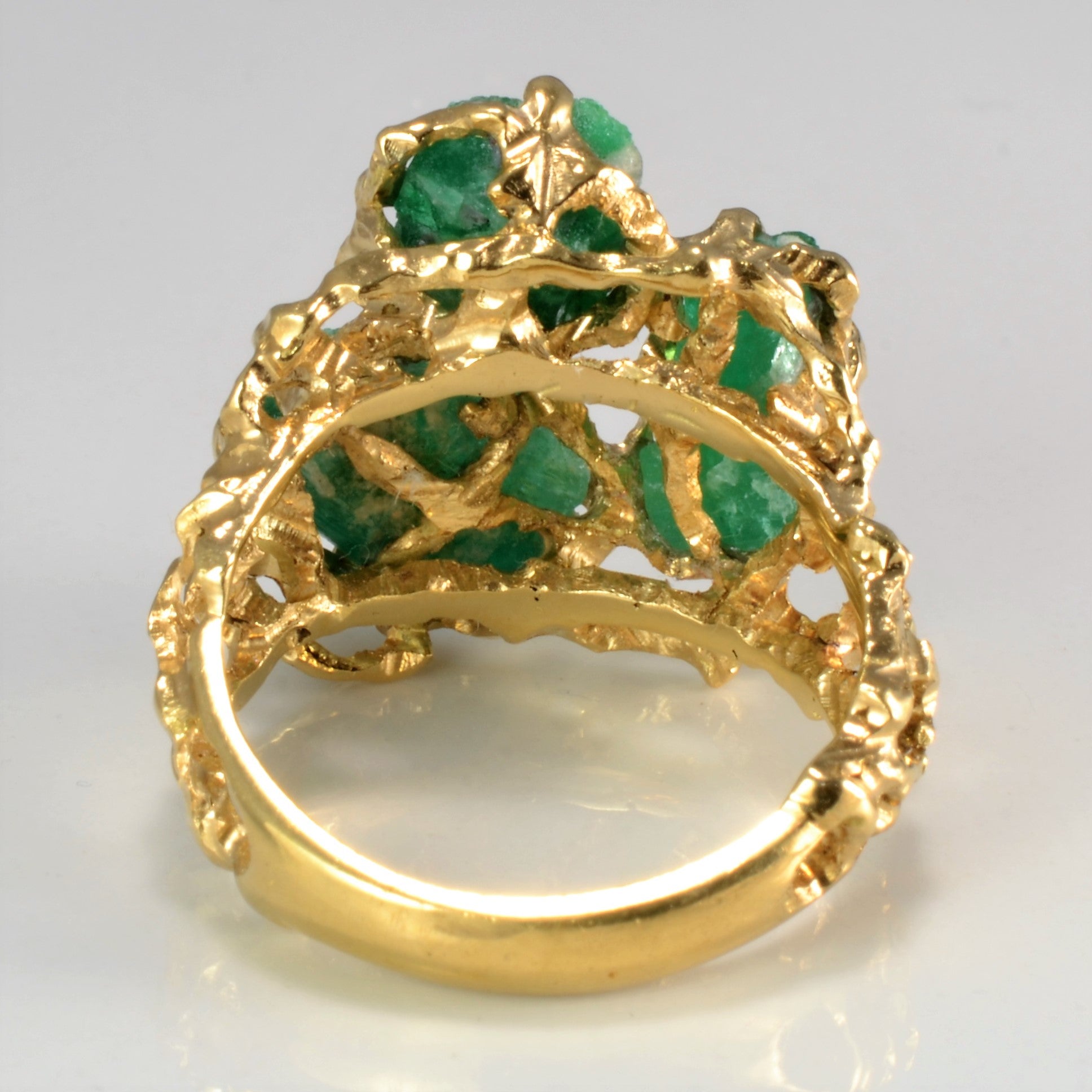 Natural Emerald Textured Ring | SZ 7.75 |