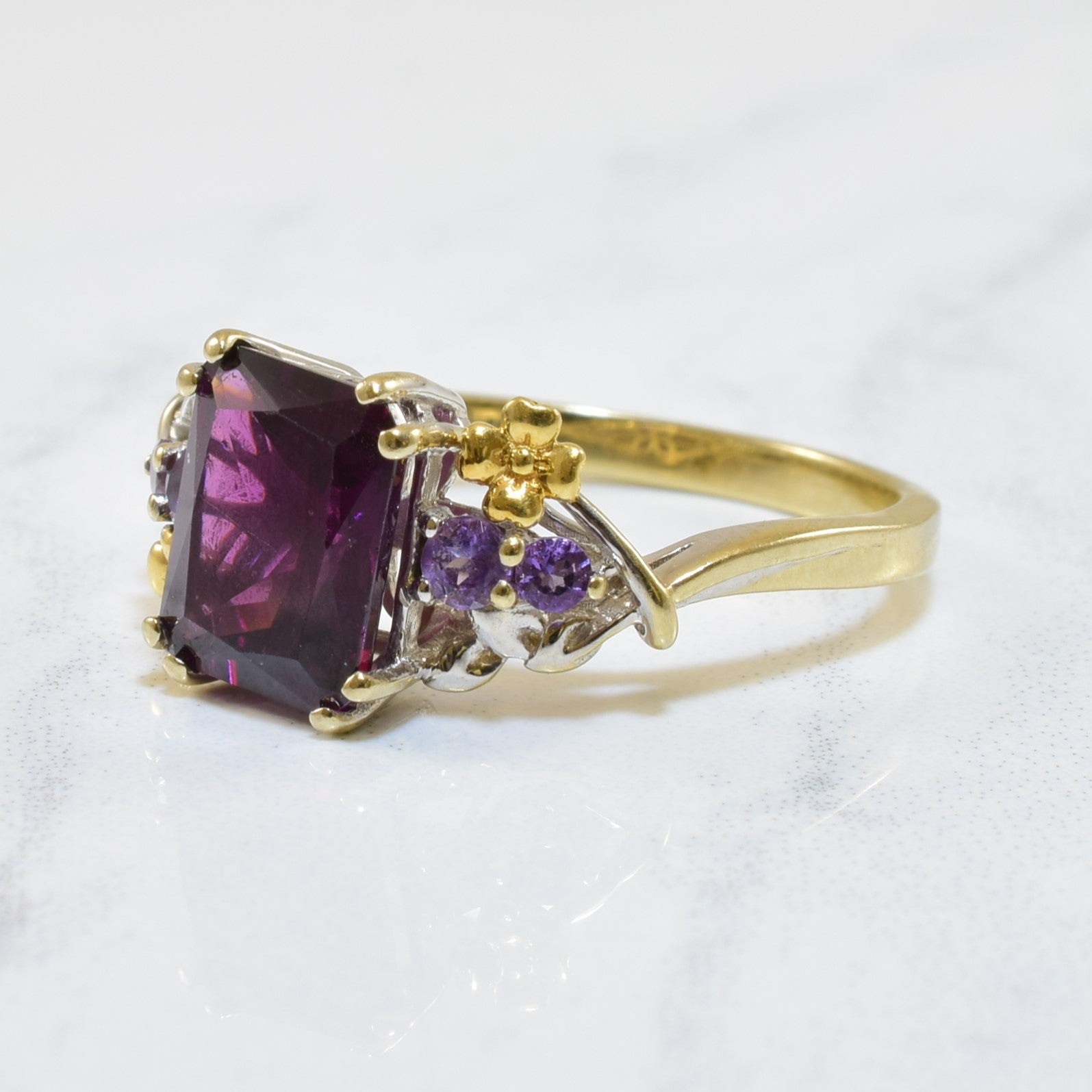 Radiant Garnet & Amethyst Cocktail Ring | 3.00ct, 0.16ctw | SZ 8 |