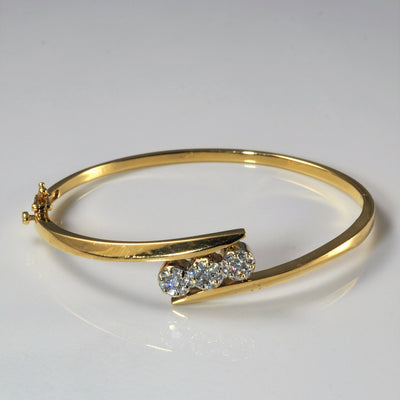 Triple Diamond Cluster Bypass Bangle | 0.24ctw | 6.5