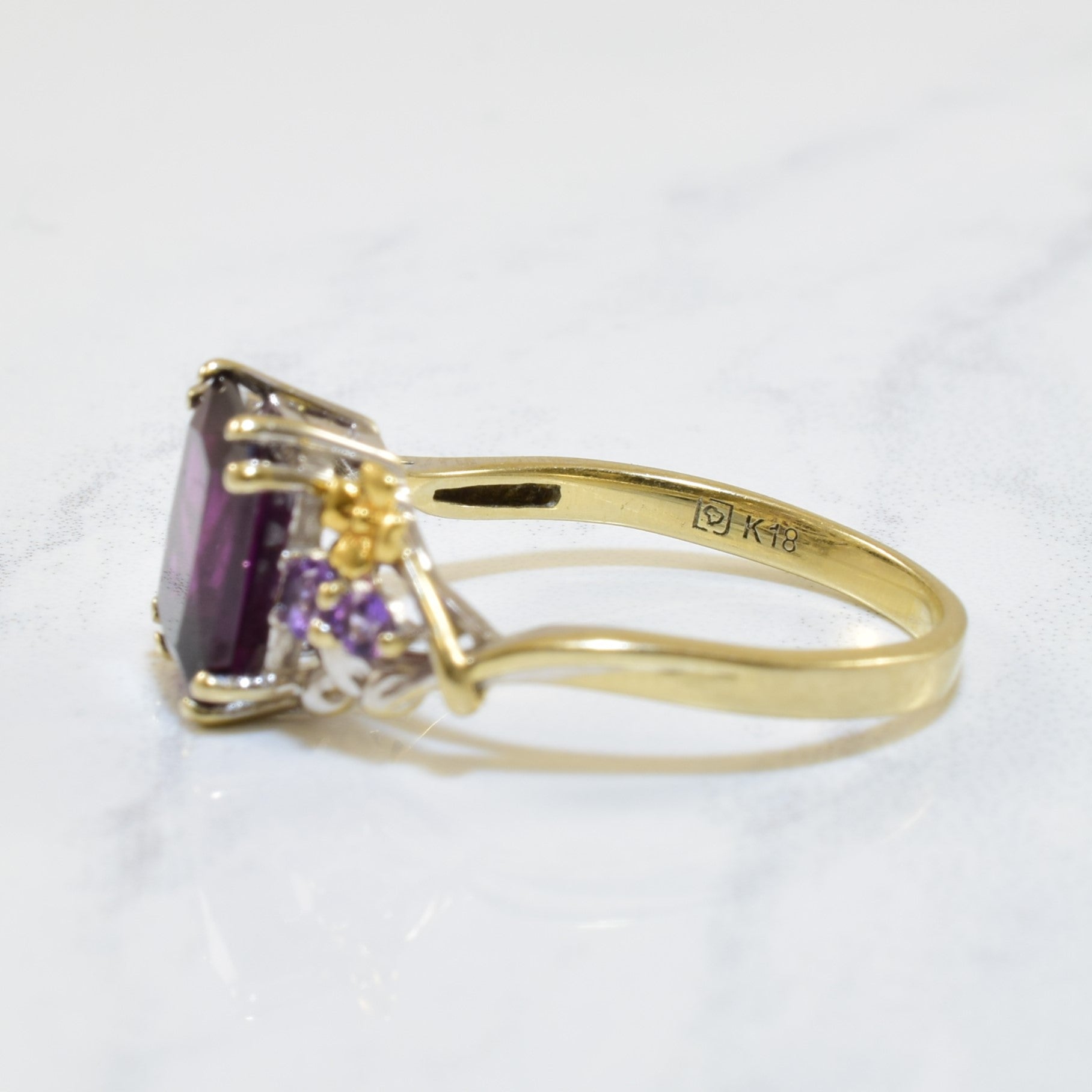 Radiant Garnet & Amethyst Cocktail Ring | 3.00ct, 0.16ctw | SZ 8 |