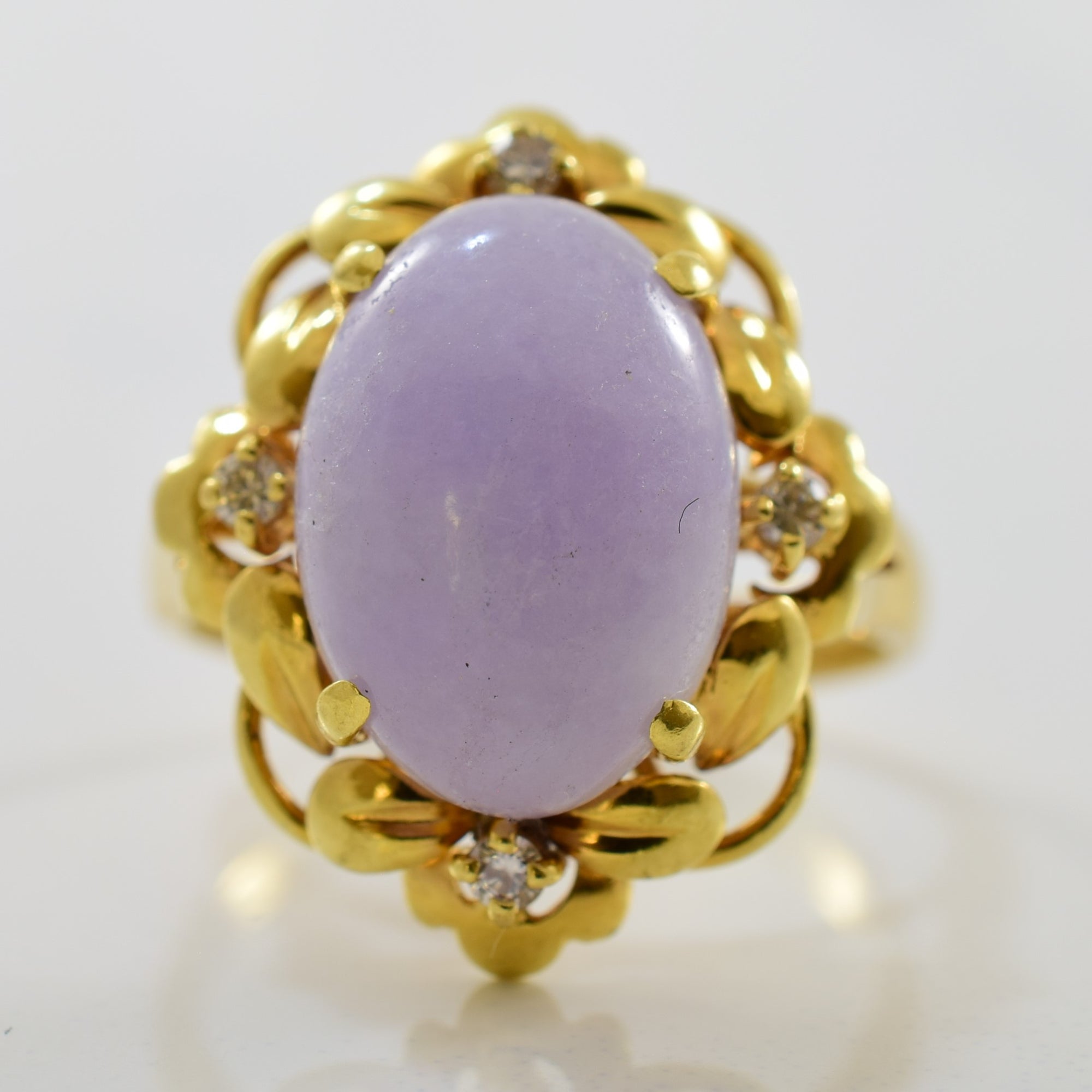 Lavender Jadeite & Diamond Ring | 0.06ctw, 5.15ct | SZ 4.25 |