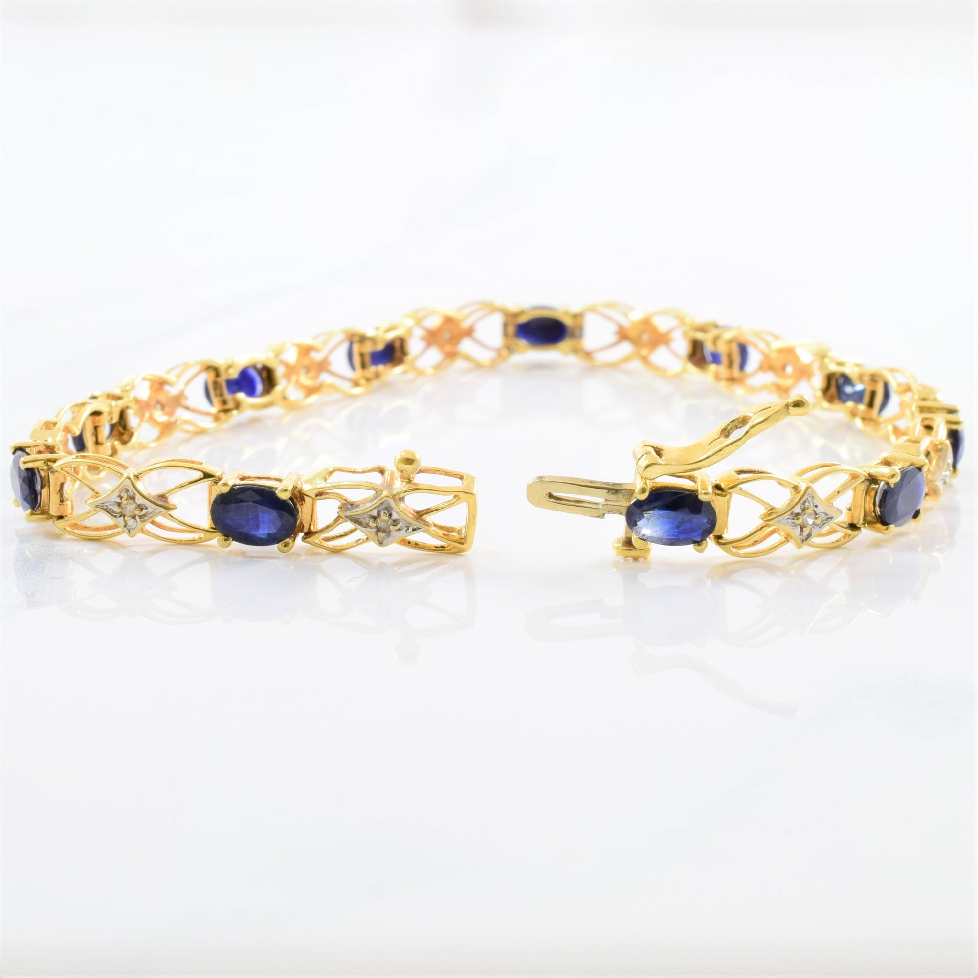 Sapphire & Diamond Tennis Bracelet | 0.08ctw, 3.00ctw | 7