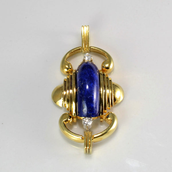 Textured Lapis Lazuli & Diamond Pendant | 0.10 ctw |