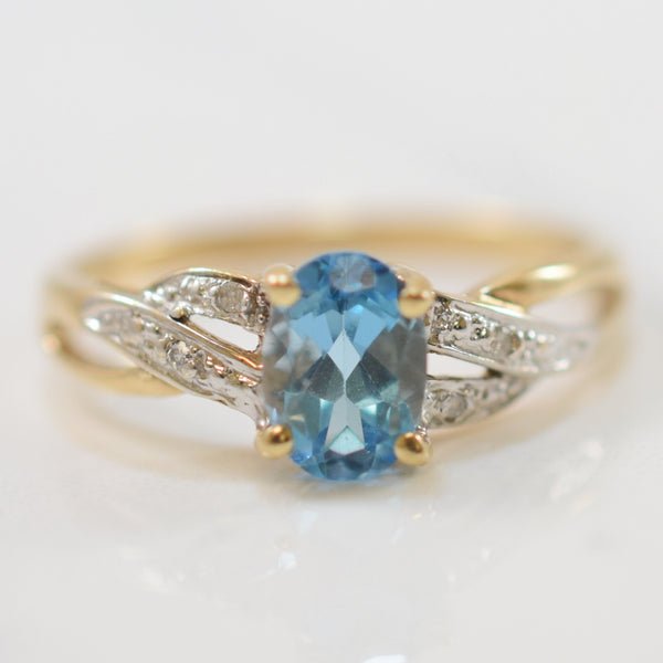 Blue Topaz & Diamond Ring | 0.77ct, 0.01ctw | SZ 6.75 |