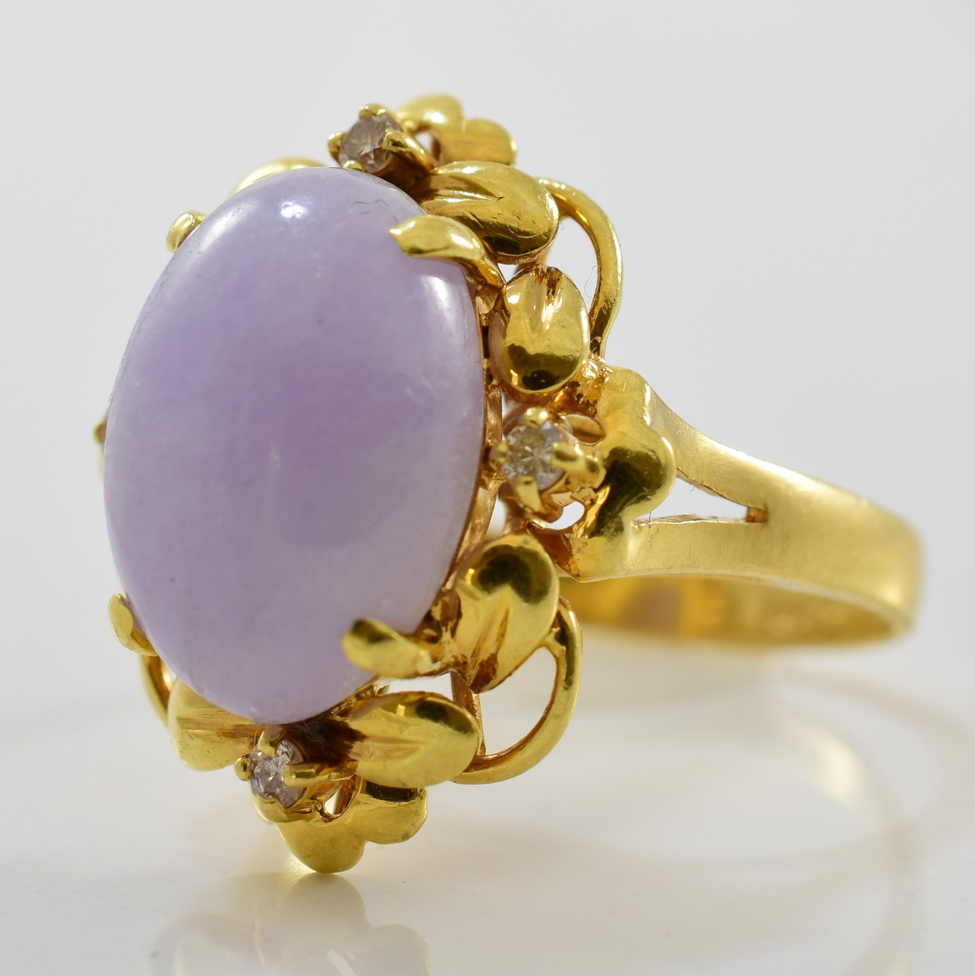 Lavender Jadeite & Diamond Ring | 0.06ctw, 5.15ct | SZ 4.25 |