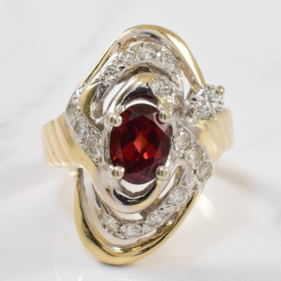 Garnet & Diamond Cocktail Ring | 1.04ct, 0.75ctw | SZ 8.5 |