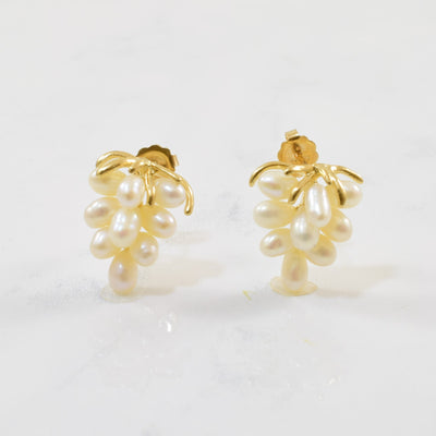 Grape Bunch Pearl Stud Earrings | 14.00ctw |