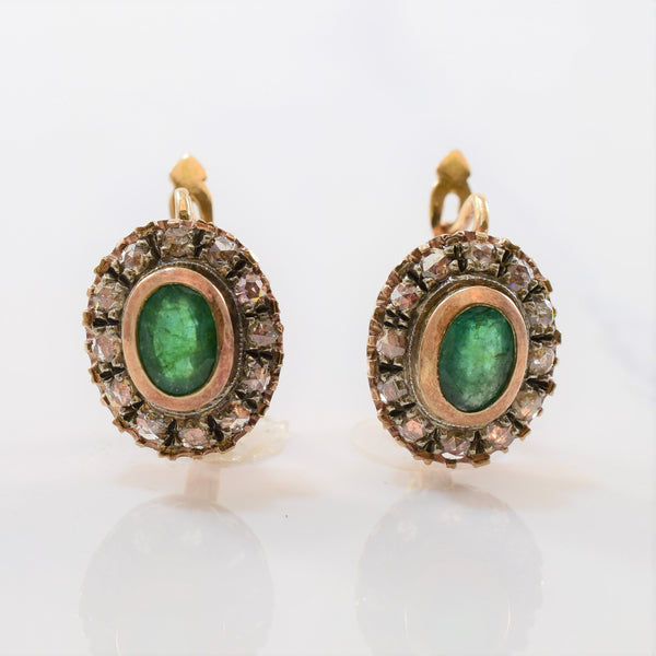 Art Deco Era Emerald & Diamond Halo Earrings | 0.50ctw, 1.28ctw |