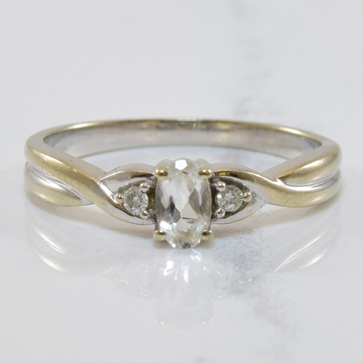 White Topaz & Diamond Twist Ring | 0.30ct, 0.03ctw | SZ 6 |
