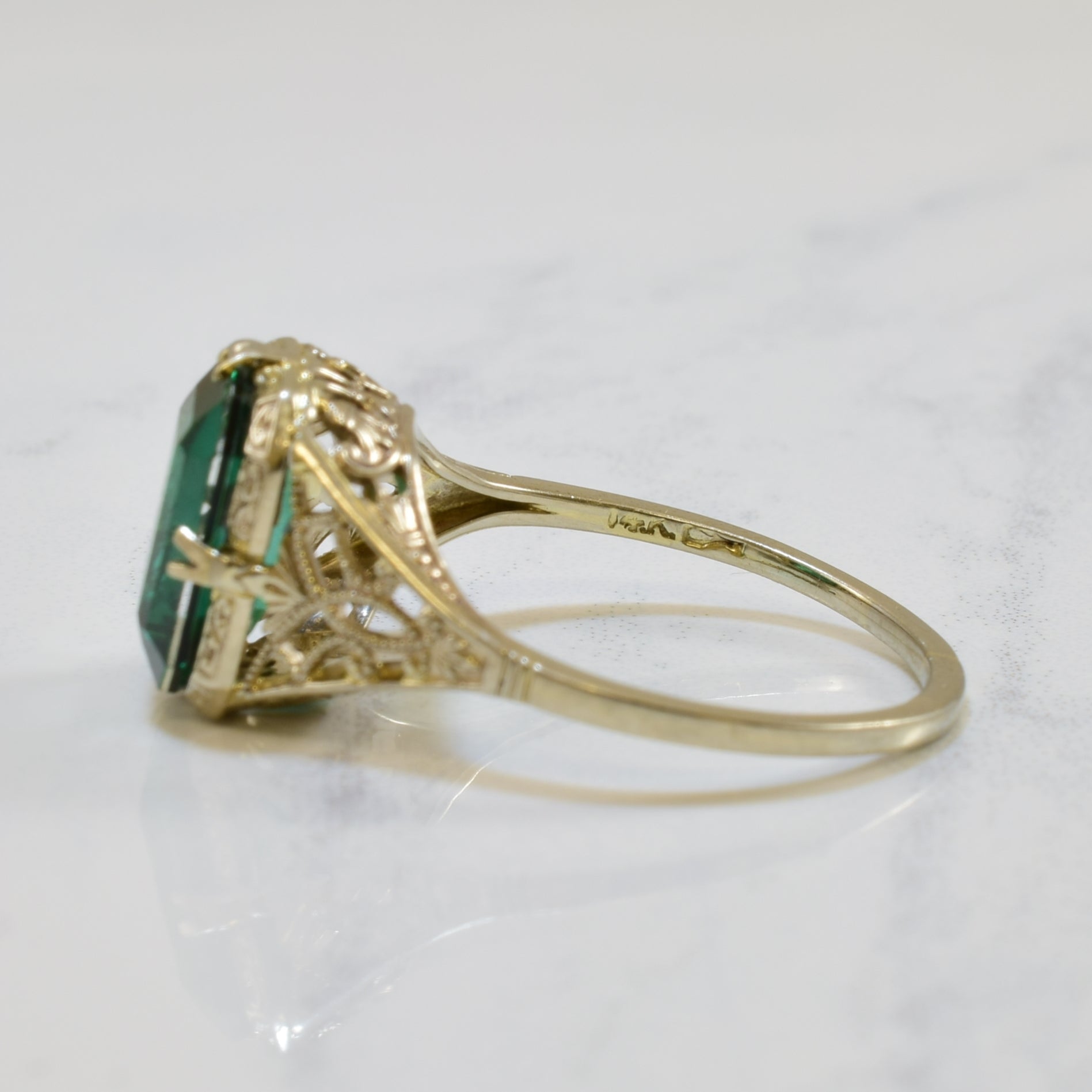 Art Deco Triplet Filigree Engagement Ring | 3.30ct | SZ 7.25 |