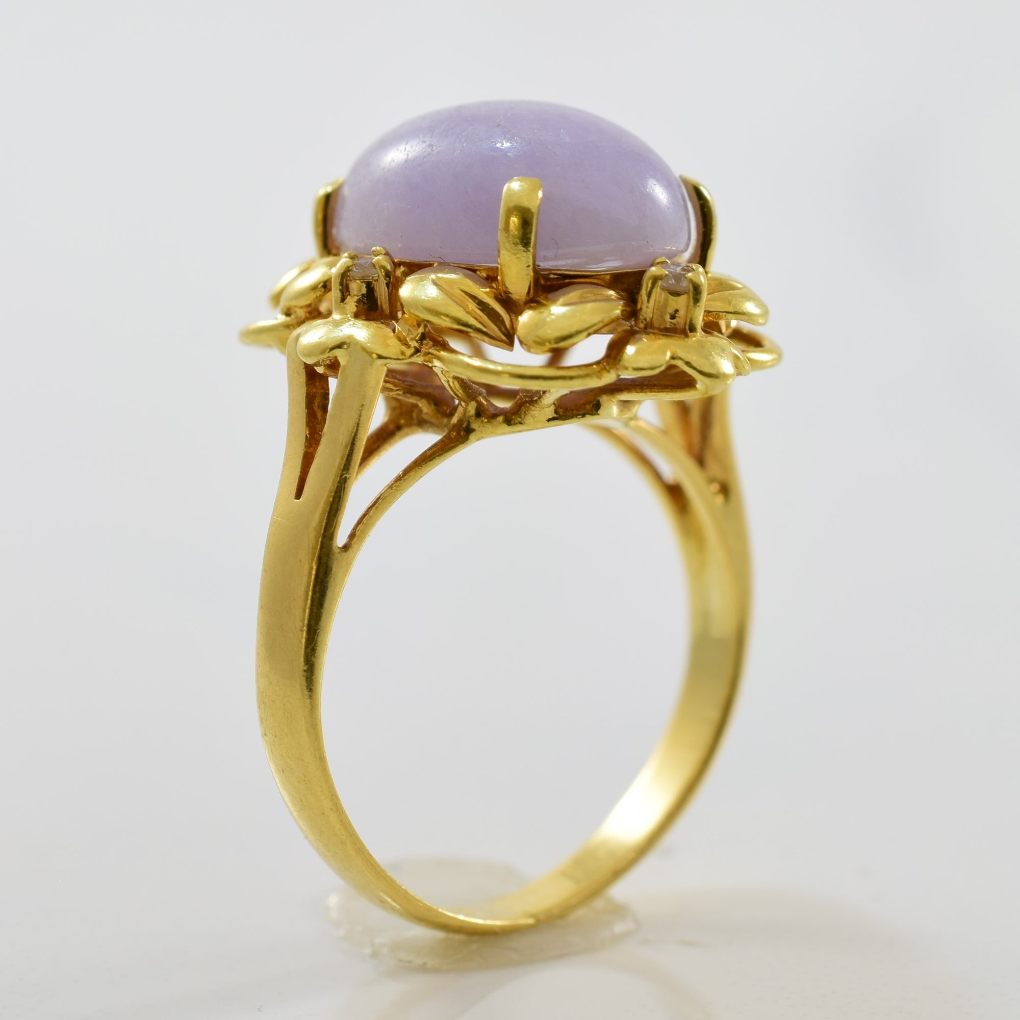 Lavender Jadeite & Diamond Ring | 0.06ctw, 5.15ct | SZ 4.25 |