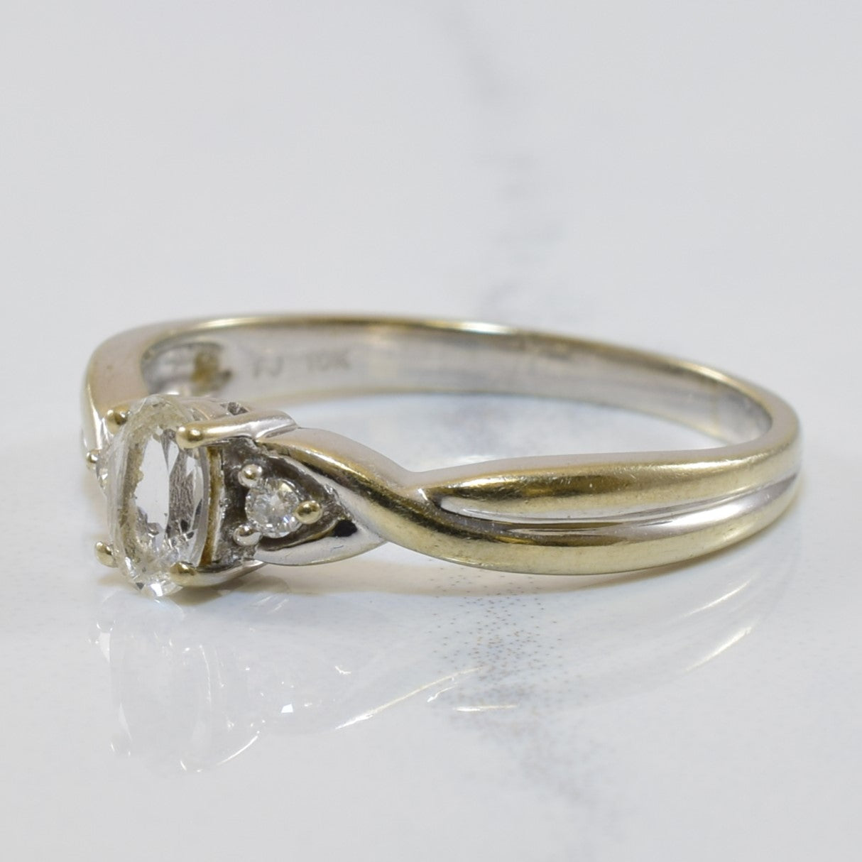 White Topaz & Diamond Twist Ring | 0.30ct, 0.03ctw | SZ 6 |