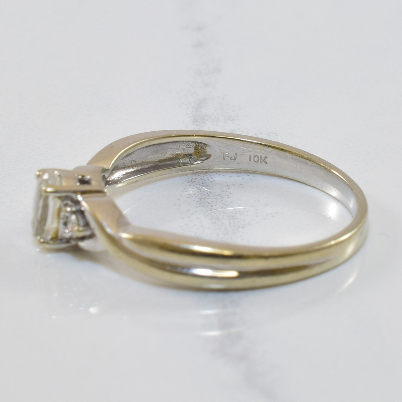 White Topaz & Diamond Twist Ring | 0.30ct, 0.03ctw | SZ 6 |