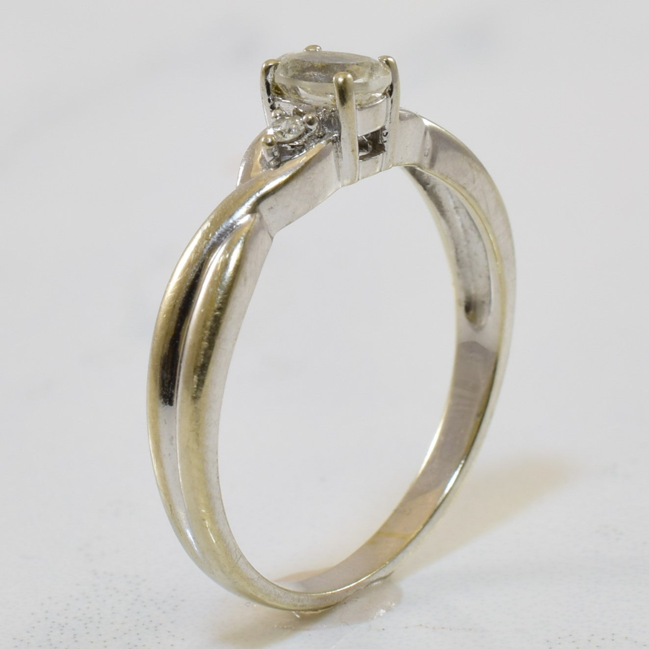 White Topaz & Diamond Twist Ring | 0.30ct, 0.03ctw | SZ 6 |