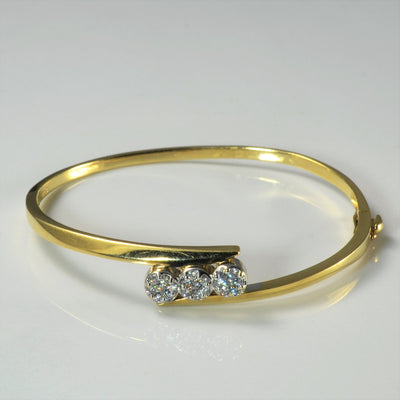 Triple Cluster Diamond Bypass Bangle | 0.24ctw | 7