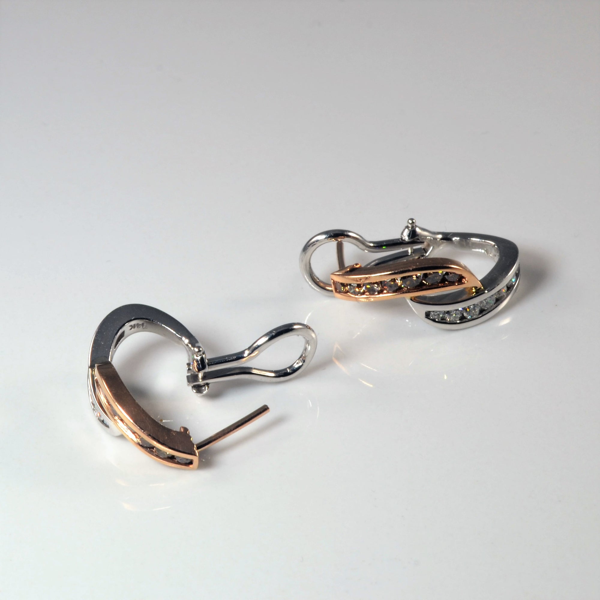 Two Tone Diamond Swirl Earrings | 0.84ctw |