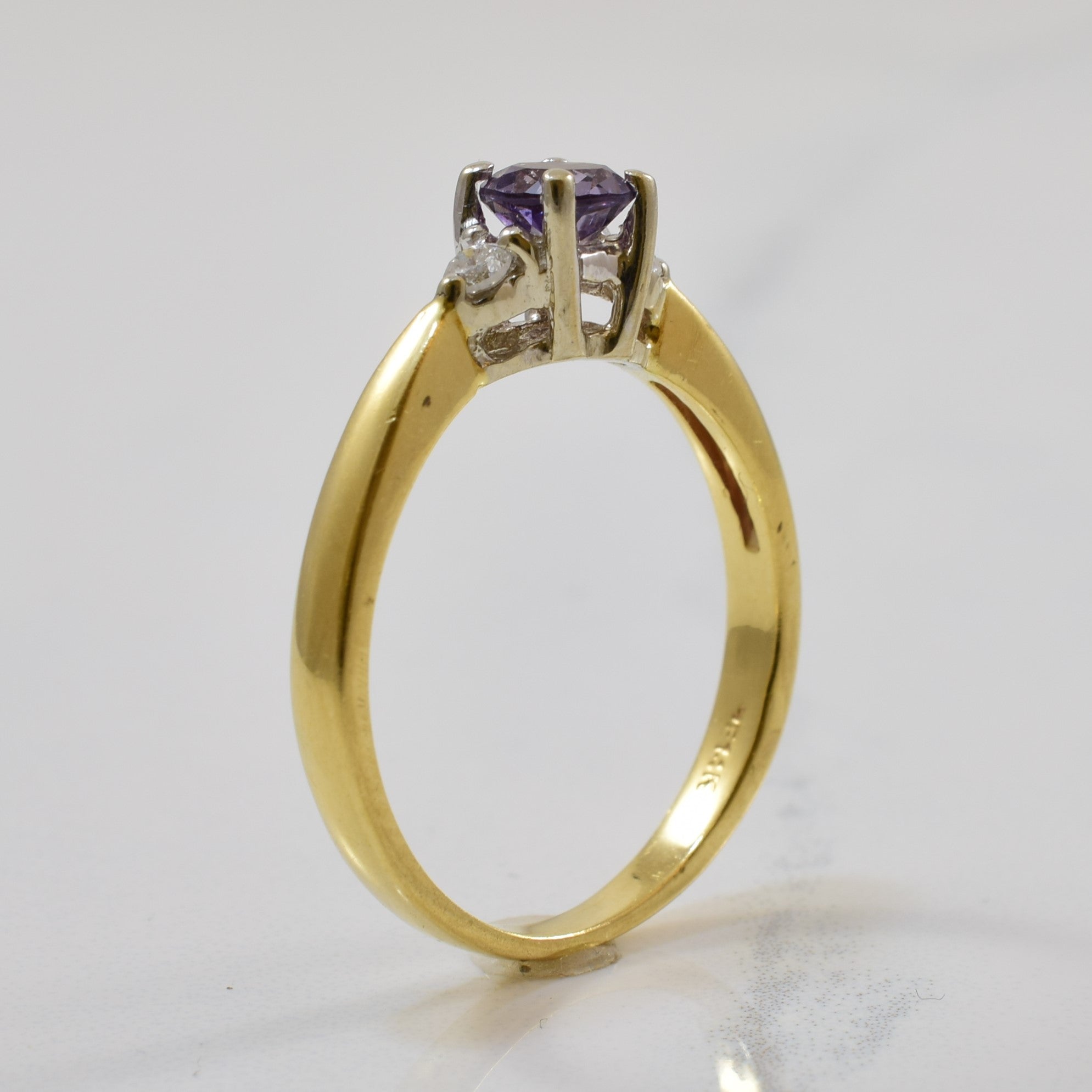 Colour Change Sapphire & Diamond Three Stone Ring | 0.52ct, 0.04ctw | SZ 8.5 |