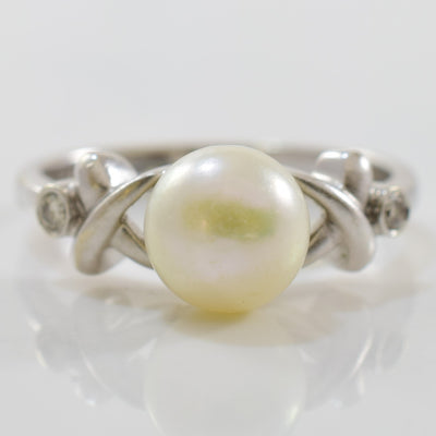 Pearl & Diamond 'XO' Ring | 0.04ctw, 2.75ct | SZ 6.5 |